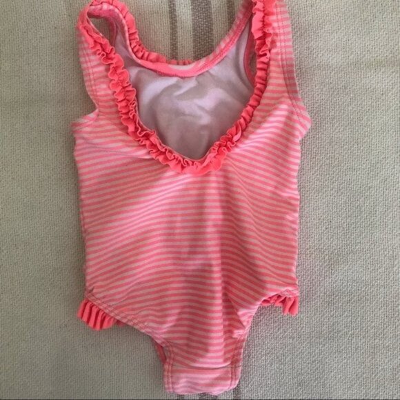 Carters‎ Bright Pink Striped Baby Girl Bathing Suit. Size 12 Months. - Picture 2 of 3